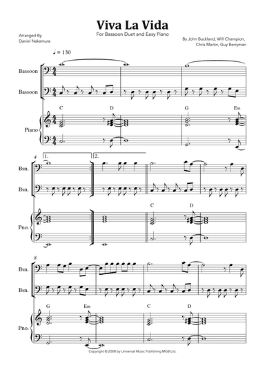 Viva La Vida (arr. Daniel Nakamura)