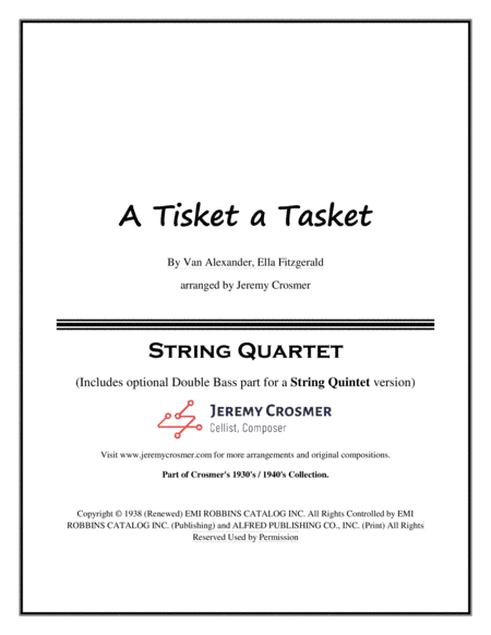 A-tisket, A-tasket (arr. Jeremy Crosmer)