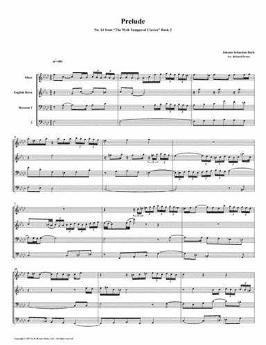 Prelude 14 from Well-Tempered Clavier, Book 2 (Double Reed Quartet) (arr. Richard Byrnes)