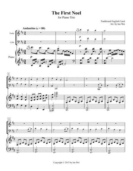 The First Noel for Piano Trio (arr. Ian Wei)
