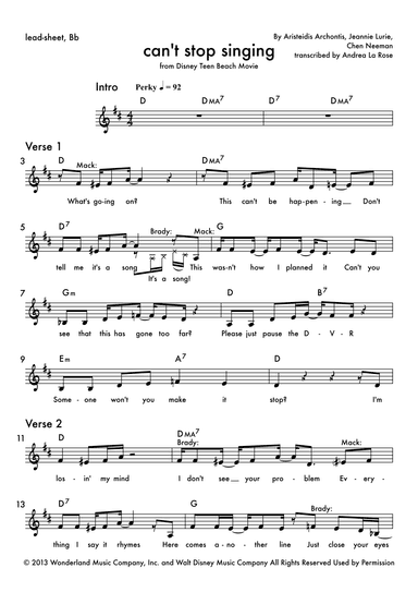 Can't Stop Singing (arr. Andrea La Rose)