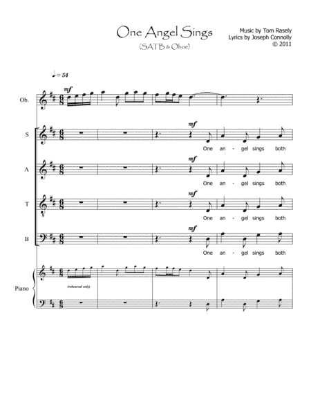 One Angel Sings - SATB/Oboe