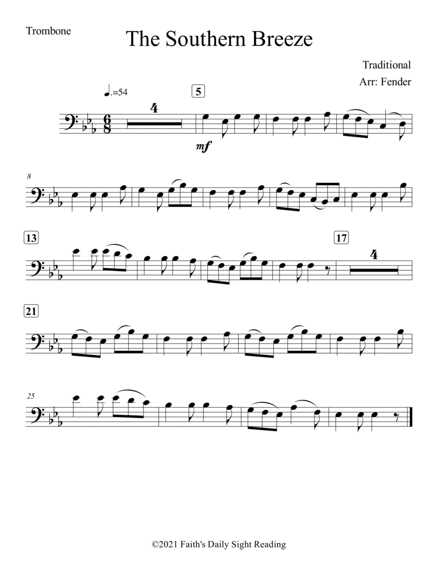 The Southern Breeze (Easy) (For Trombone and Piano) (arr. Jerremy Fender)