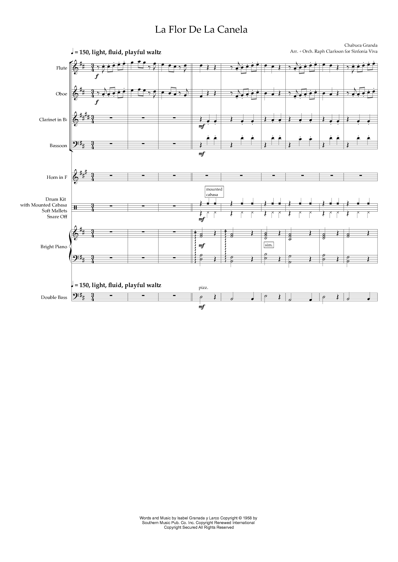 La Flor De La Canela (arr. Raph Clarkson)