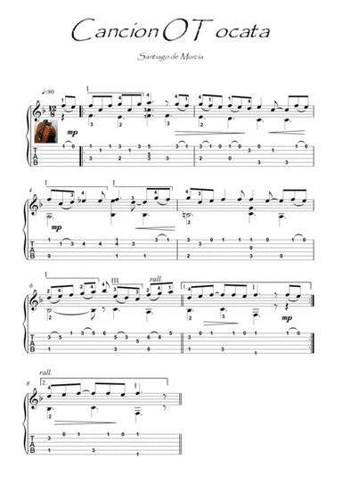 Cancion O Tocata by Santagio de Murcia (arr. PianoSheetNow)