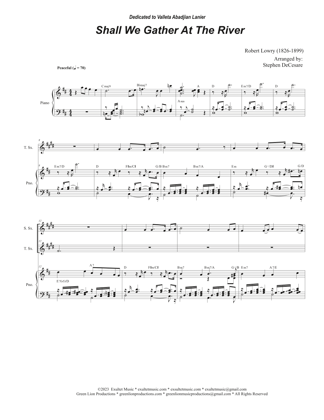 Shall We Gather At The River (Duet for Soprano and Tenor Saxophone) (arr. Stephen DeCesare)