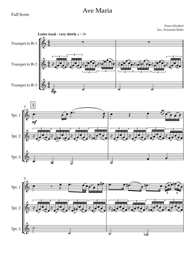 Ave Maria (Franz Schubert) for Trumpet in Bb Trio (arr. Fernando Britto)
