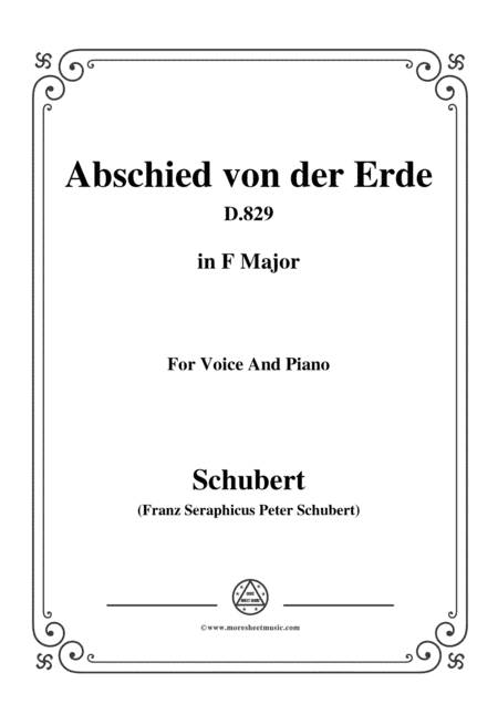 Schubert-Abschied von der Erde(Farewell to the Earth),D.829,in F Major,for Voice&Piano (arr. MSM)