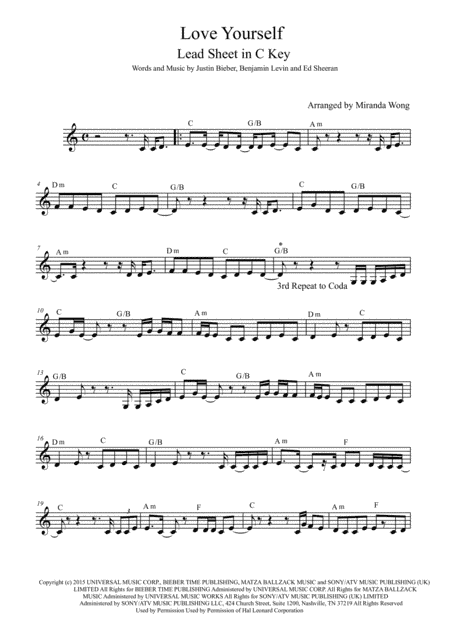 Love Yourself (arr. Miranda Wong)