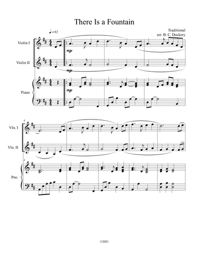 There Is a Fountain (Violin Duet) with piano accompaniment (arr. B. C. Dockery)