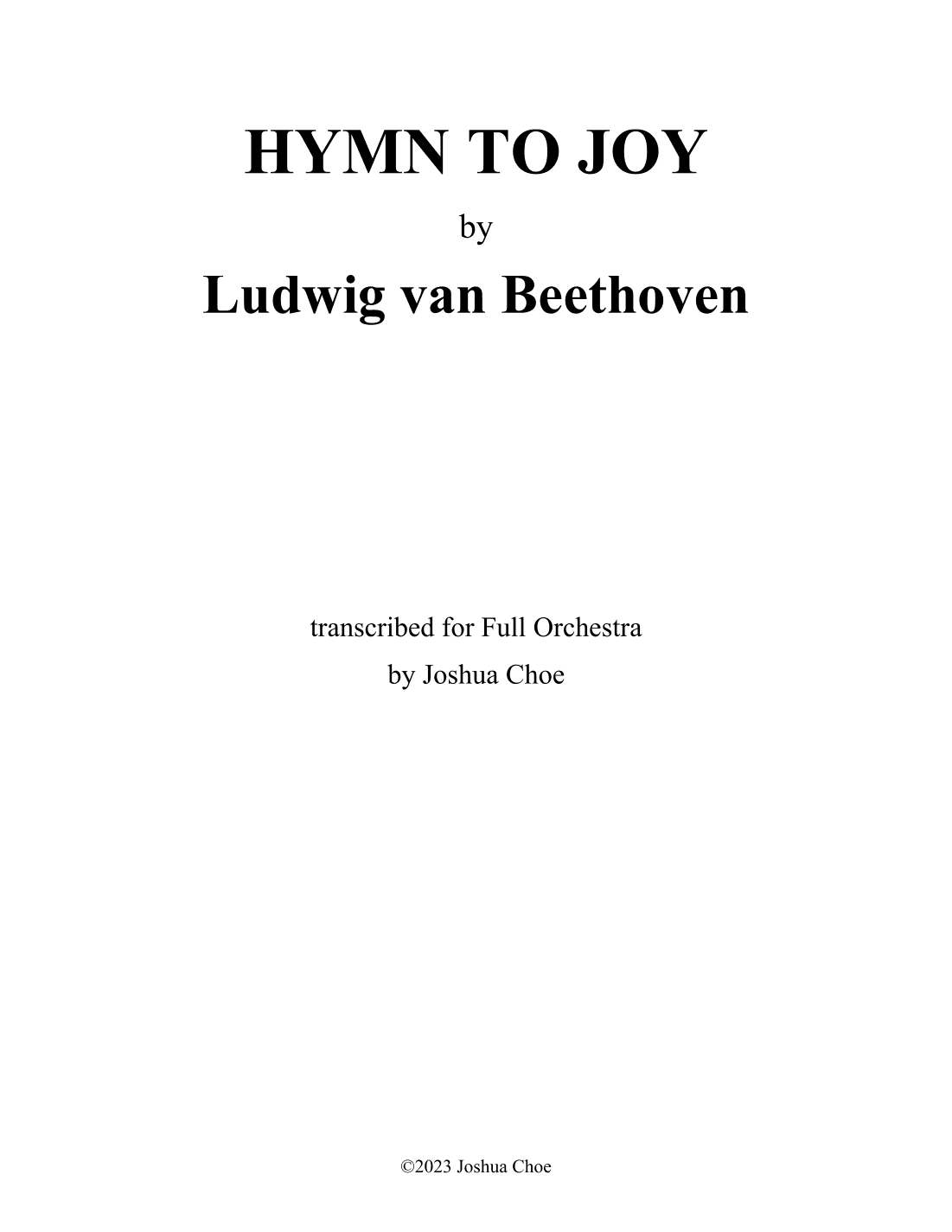Hymn to Joy (arr. JMJ Arrangements)