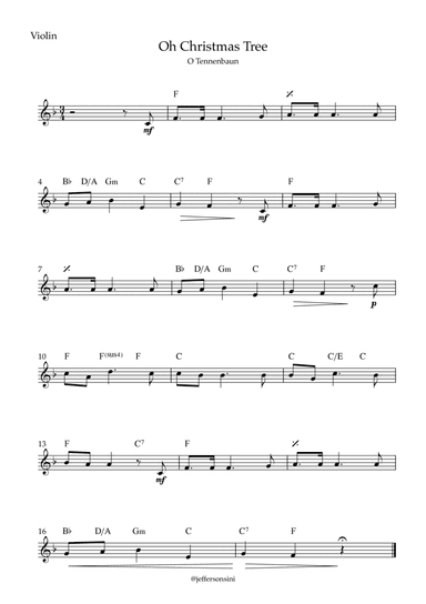 Oh Christmas Tree (O Tennenbaun) - Violin and chords (arr. Jefferson Sini)