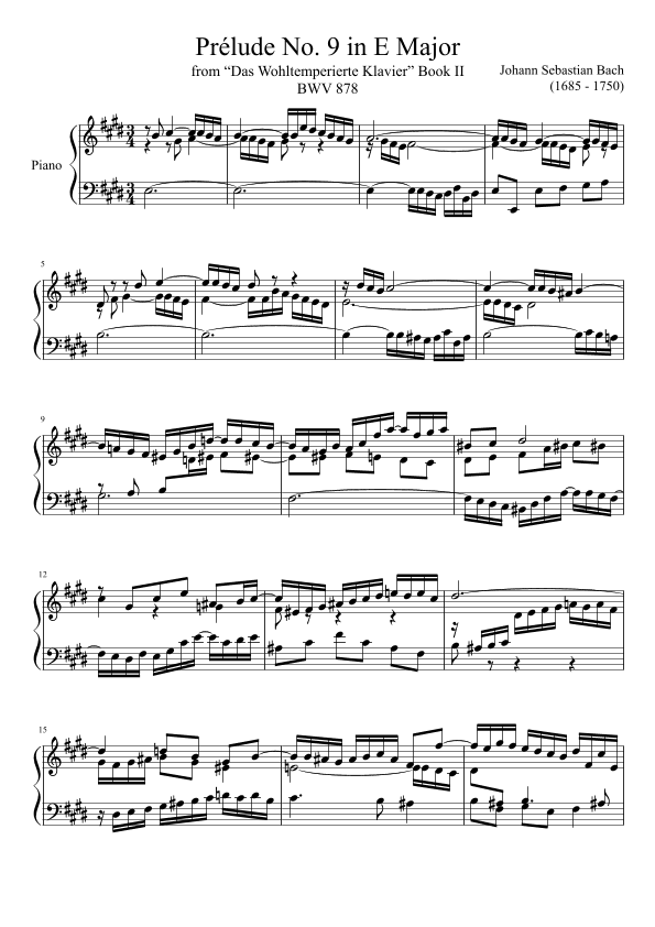 Prelude No. 9 BWV 878 in E Major (arr. Zachary Corbett)