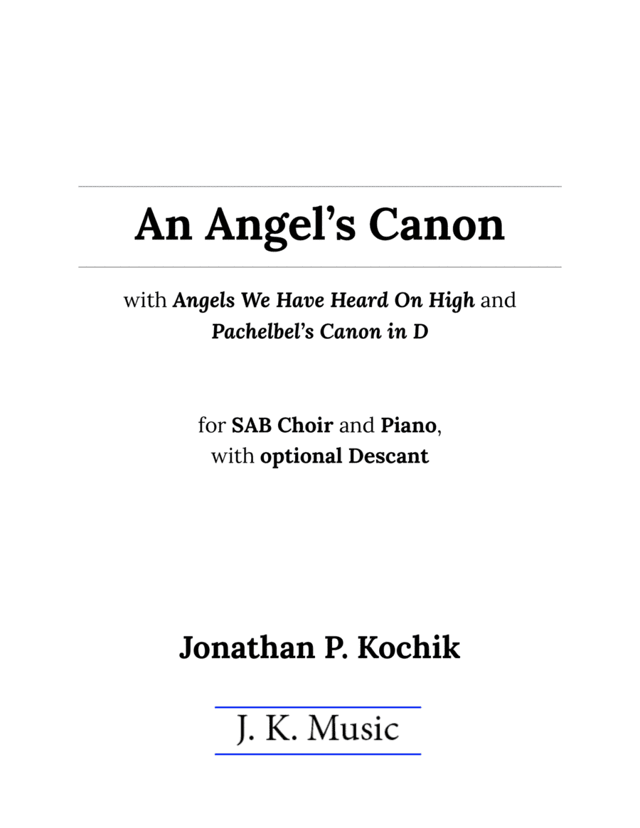 An Angel's Canon (arr. Jonathan Kochik Music)