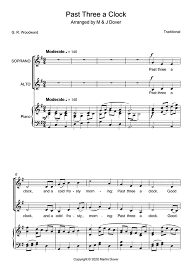 Past Three a Clock (Past Three O'Clock) - Two part Choir - SA - Upper Voices (arr. M & J Dover)