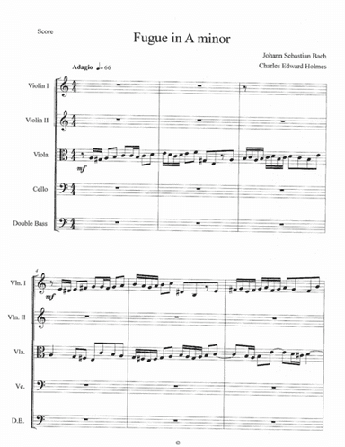 Fugue in A minor--Score (arr. Charles Edward Holmes)