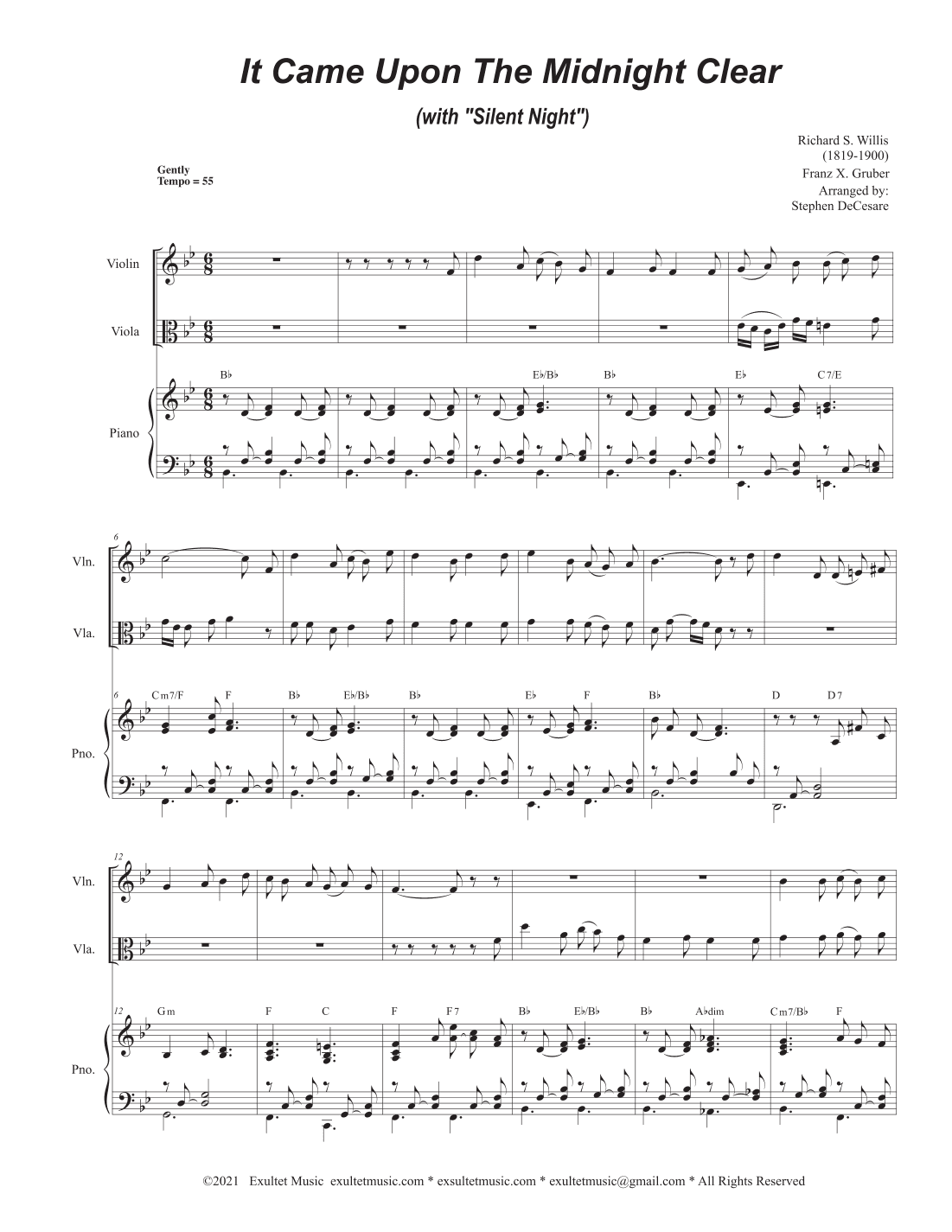 It Came Upon The Midnight Clear (with "Silent Night") (Duet for Violin and Viola) (arr. Stephen DeCesare)