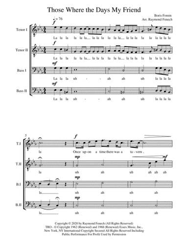 Those Were The Days (arr. Raymond Fenech)