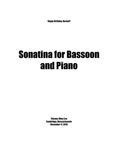Sonatina for Bassoon and Piano (2016)