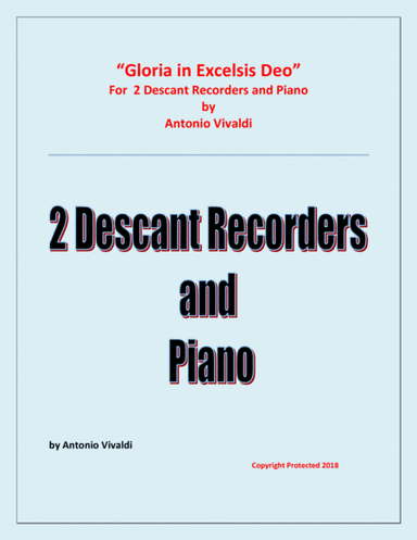 Gloria In Excelsis Deo - 2 Descant Recorders and Piano - Advanced Intermediate - Chamber music (arr. Raymond Fenech)