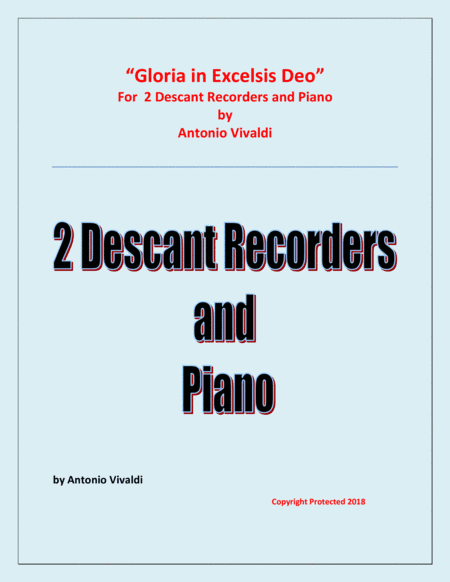 Gloria In Excelsis Deo - 2 Descant Recorders and Piano - Advanced Intermediate - Chamber music (arr. Raymond Fenech)