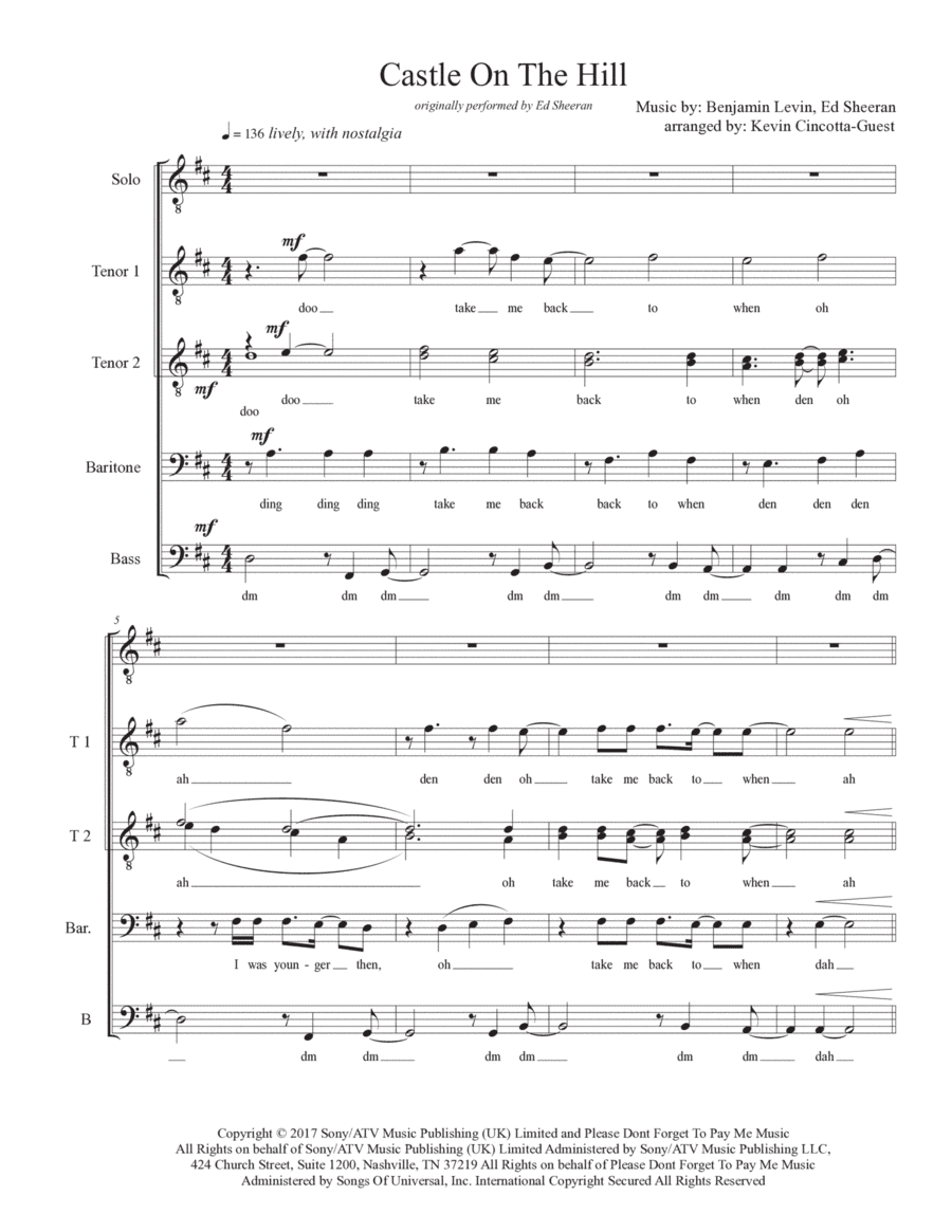 Castle On The Hill (arr. Kevin Cincotta-Guest)