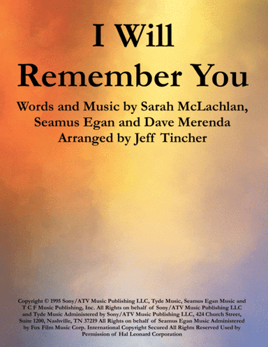 I Will Remember You (arr. Jeff Tincher)