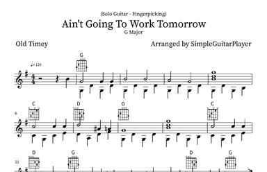 Ain't Goin' To Work No More (Fingerpicking) (arr. SimpleGuitarPlayer)