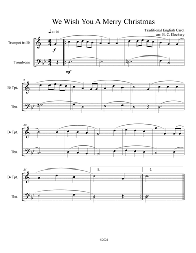 We Wish You A Merry Christmas (Trumpet and Trombone Duet) (arr. B. C. Dockery)