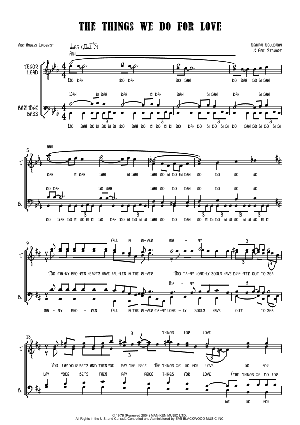 Things We Do For Love (arr. Anders Lindqvist)