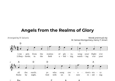 Angels from the Realms of Glory (Key of D Major) (arr. R. Salvario)