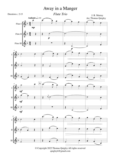 Away in a Manger (Flute Trio) (arr. Thomas Quigley)