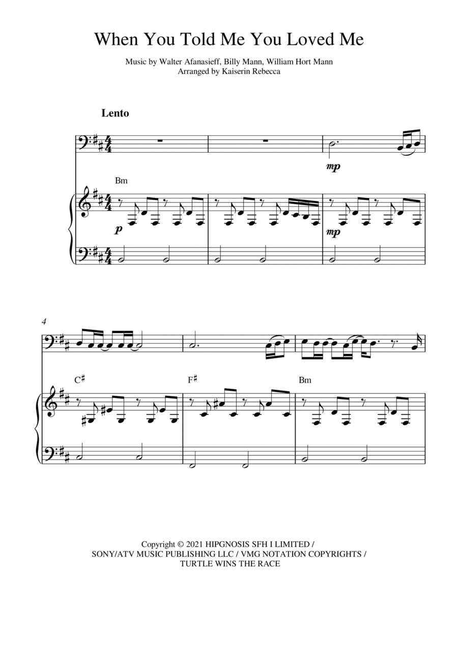 When You Told Me You Loved Me (arr. Kaiserin Rebecca)