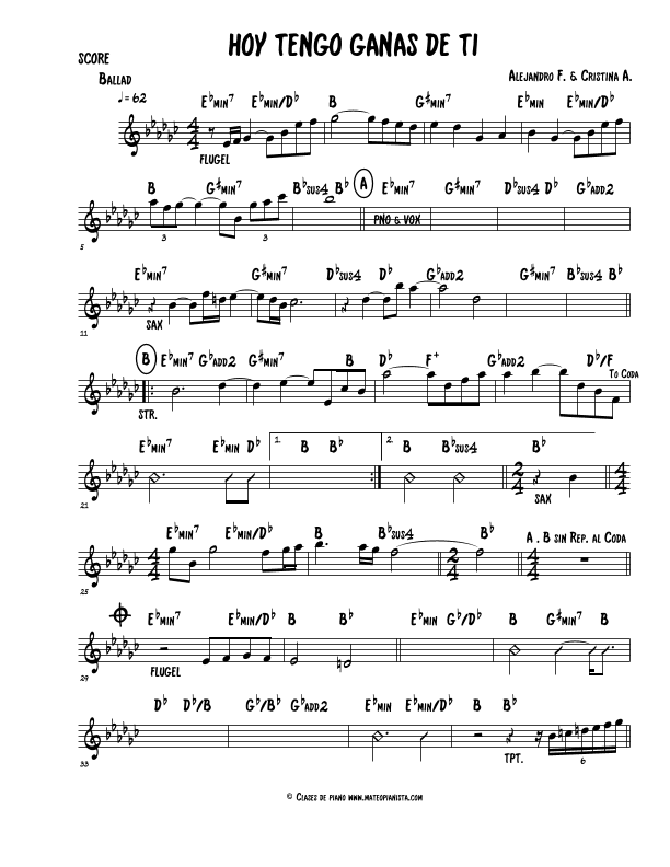 Hoy Tengo Ganas De Ti (arr. Mateo Aguilar)