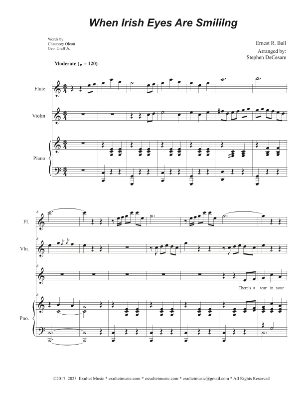 When Irish Eyes Are Smiling (Unison choir - Medium Key) (arr. Stephen DeCesare)