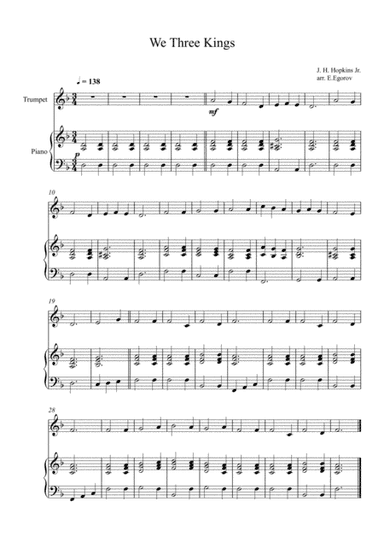 We Three Kings, John Henry Hopkins Jr., For Trumpet & Piano