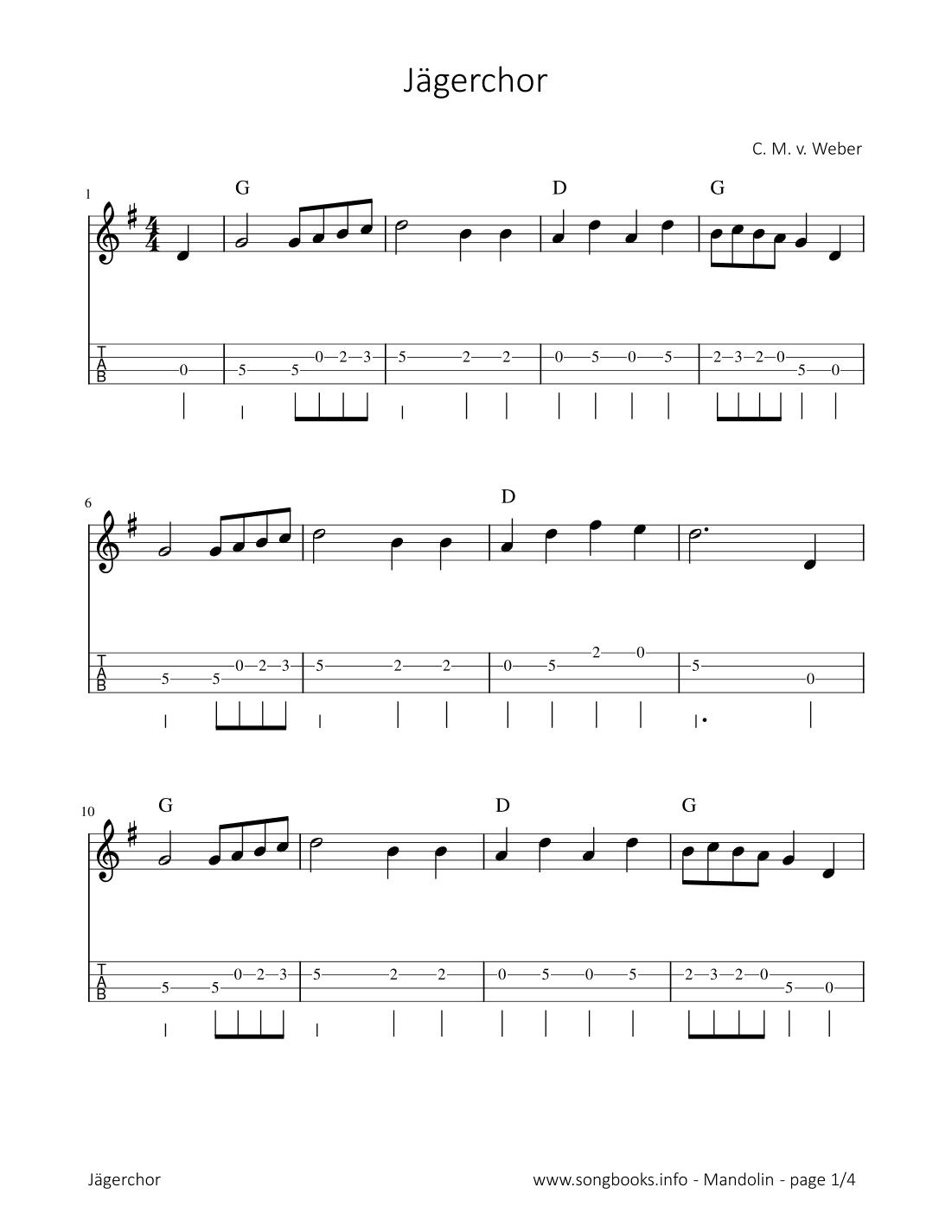 Jägerchor - C. M. v. Weber (arr. songbooks.info)