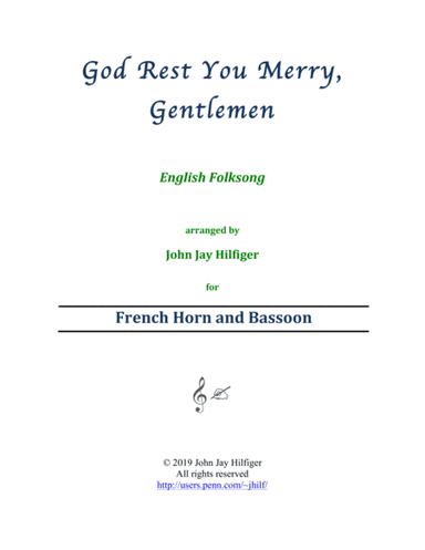 God Rest You Merry, Gentlemen for Horn and Bassoon (arr. John Jay Hilfiger)