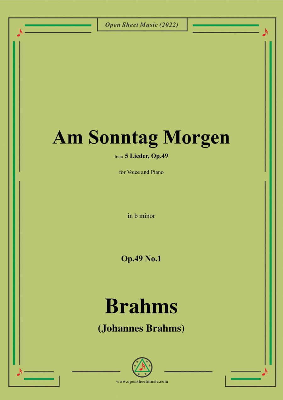 Brahms-Am Sonntag Morgen,Op.49 No.1 in b minor (arr. Open Cloud)