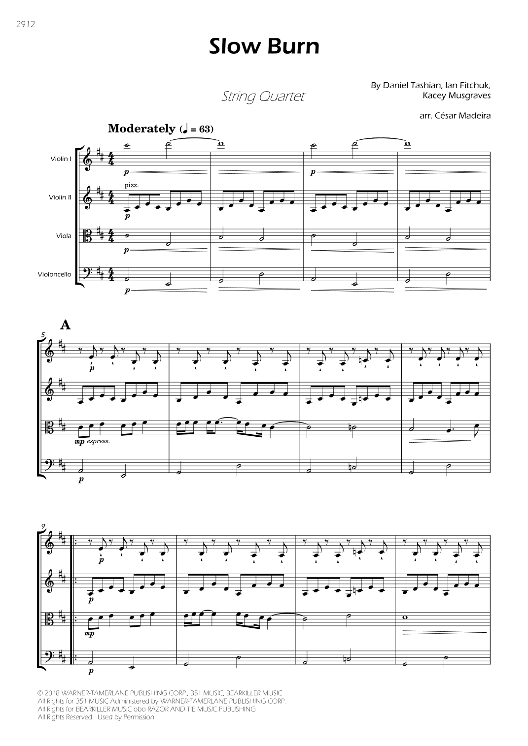 Slow Burn - Score Only (arr. César Madeira)