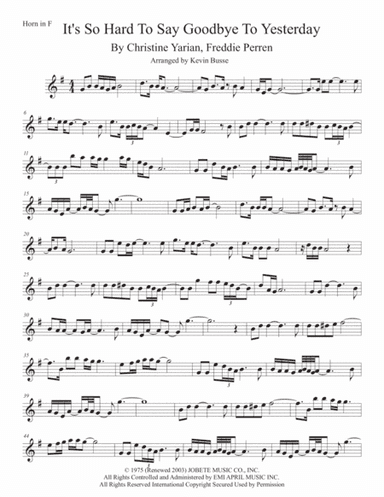 It's So Hard To Say Goodbye To Yesterday (arr. Kevin Busse)