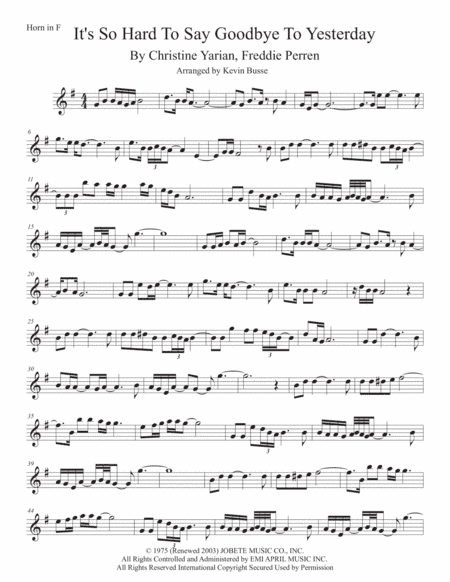 It's So Hard To Say Goodbye To Yesterday (arr. Kevin Busse)