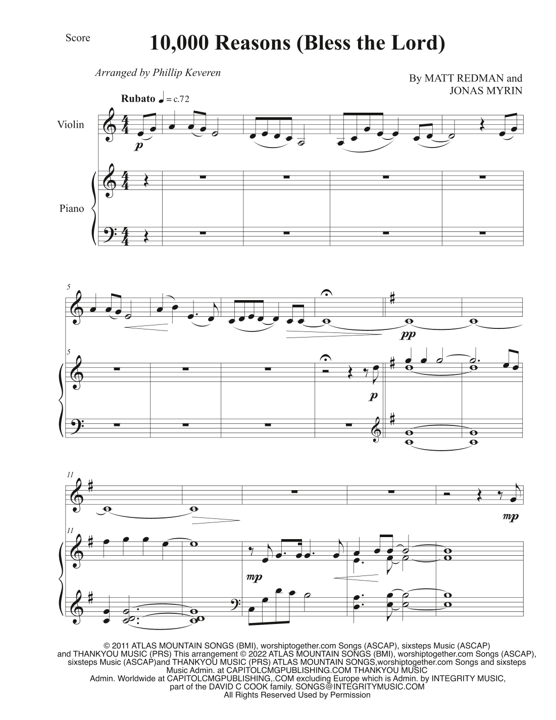 10,000 Reasons (bless The Lord) (arr. Phillip Keveren)