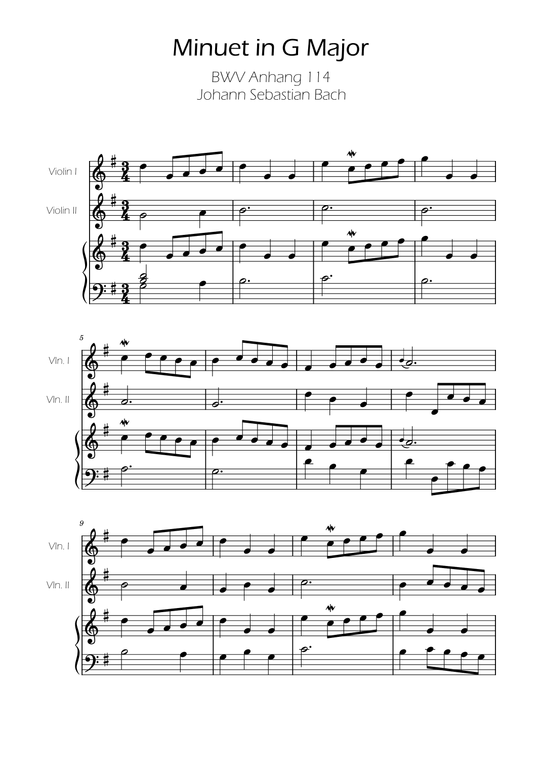 Minuet in G major BWV Anh. 114 - Bach - Viola Duet w/ Piano (arr. Ygor Nunes)