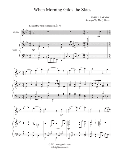 When Morning Gilds the Skies (Violin-Piano) (arr. Marty Parks)