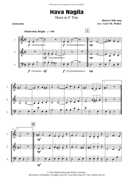 Hava Nagila (arr. Gert Th. Walter)