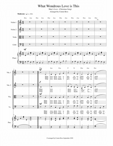 What Wondrous Love is This - Mary's Love (Christmas song) - Strings and piano (arr. Connie Boss)