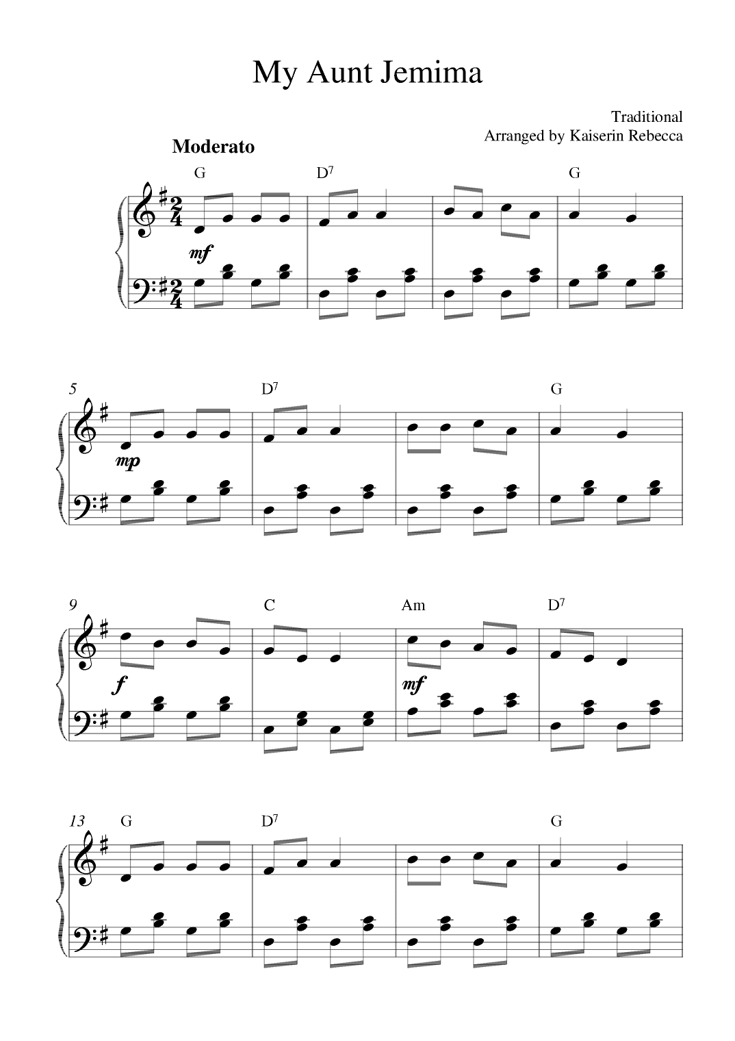 My Aunt Jemima (arr. Kaiserin Rebecca)