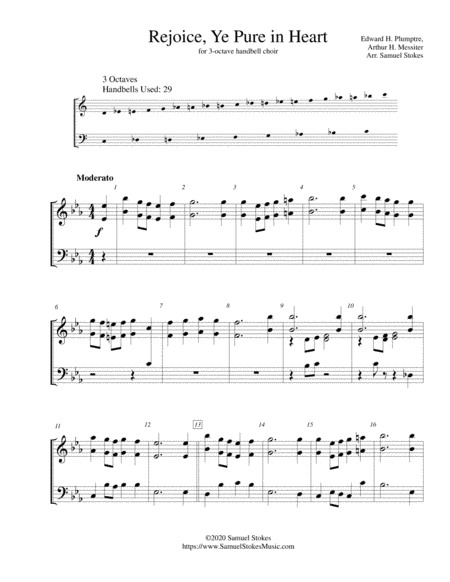 Rejoice, Ye Pure in Heart (Rejoice, O Pilgrim Throng) - for 3-octave handbell choir (arr. Samuel Stokes)