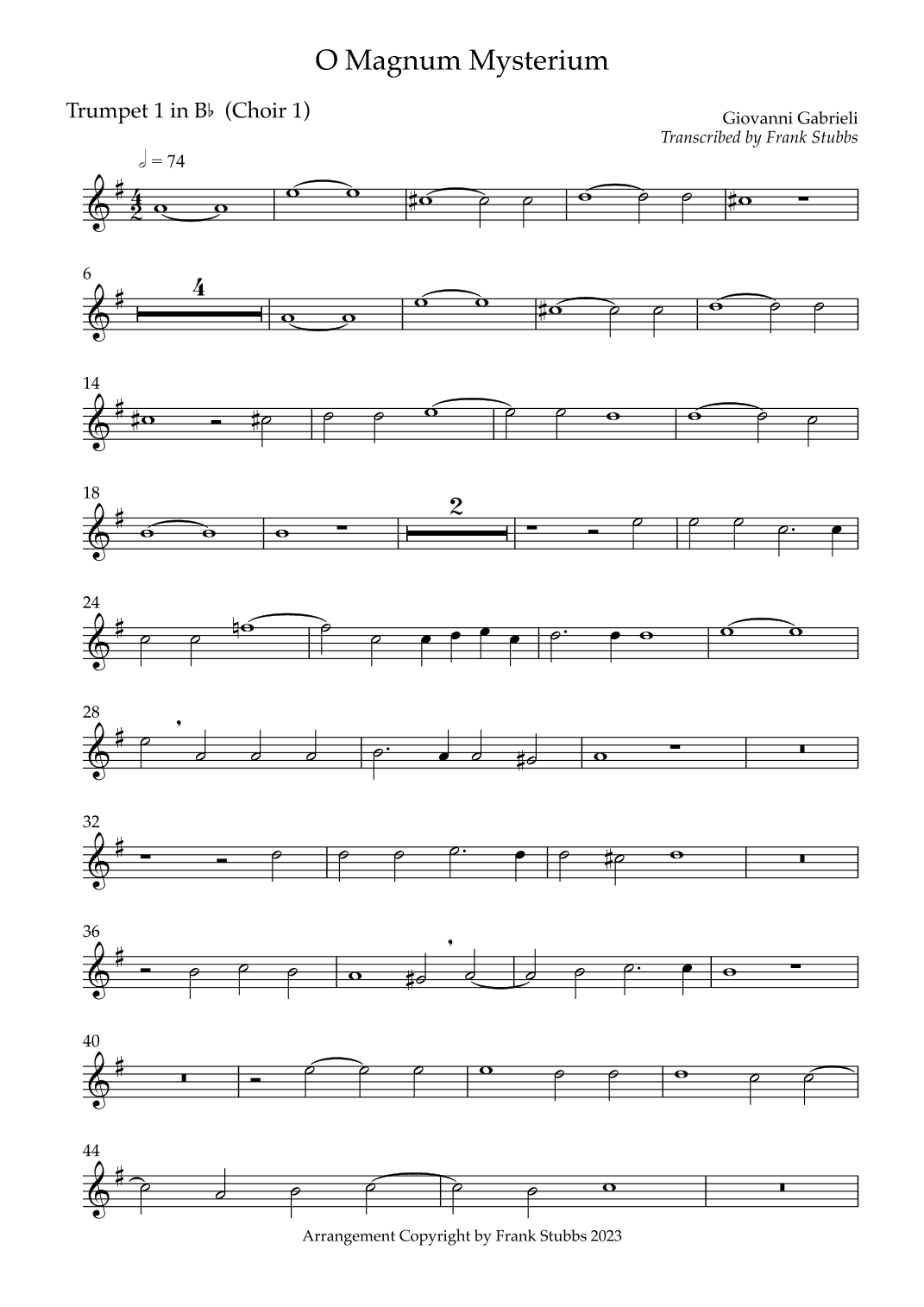 O Magnum Mysterium (arr. Frank Stubbs)